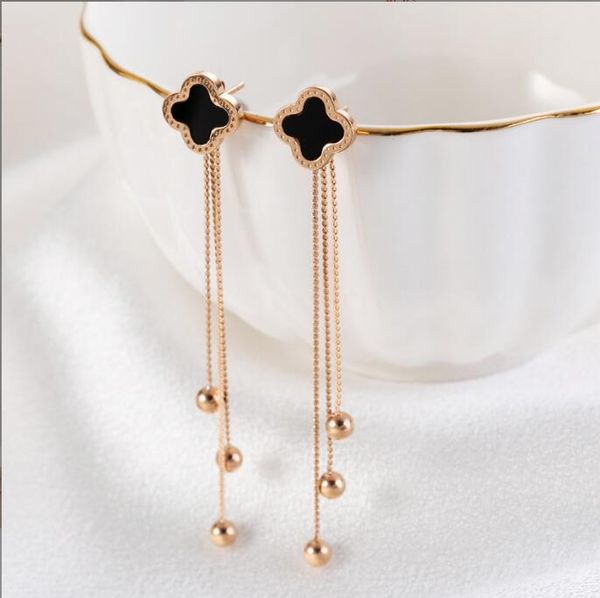 

classic designer earrings four-leaf clover earrings for women senior earrings 18k titanium steel fringe earrings luxury earrings engagement, Golden;silver