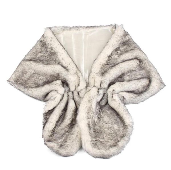 

2015 black brown faux fur bridal wrap shawl wedding wrap bridal jacket faux fox fur7696586, White