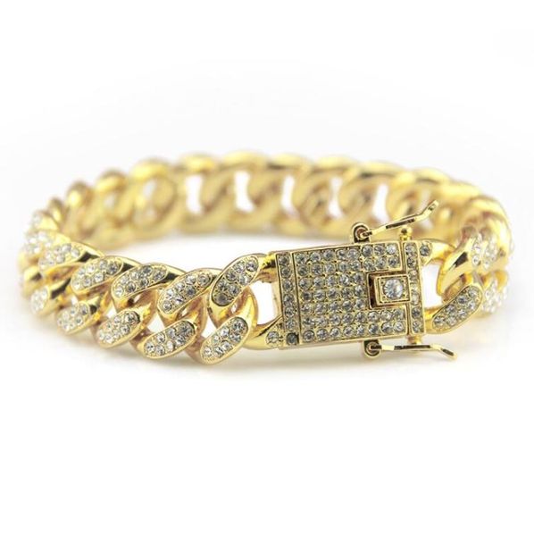 

cuban chain bracelet for mens quality hip hop bracelets gold bracelets pop club accessories plating bangle zircon chains2945718, Golden;silver