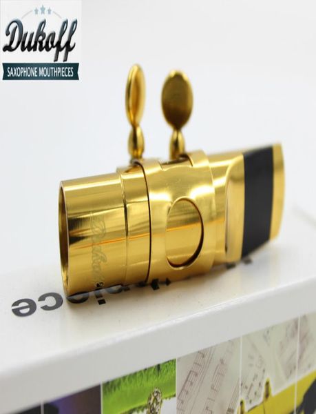 

new dukoff metal gold lacquer mouthpiece for alto tenor soprano saxophone sax nozzle size 5 6 7 8 9instruments access9601009