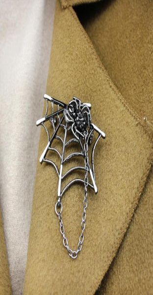 

fashion spider spider web metal tassel brooches cartoon insect black rhinestone spider for women men halloween spille jewelry3704331, Blue