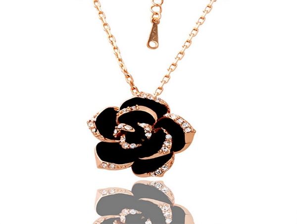

women039s flower 18k gold jewelry pendant necklace wgn008a rose gold white gemstone necklaces with chains8476864, Silver