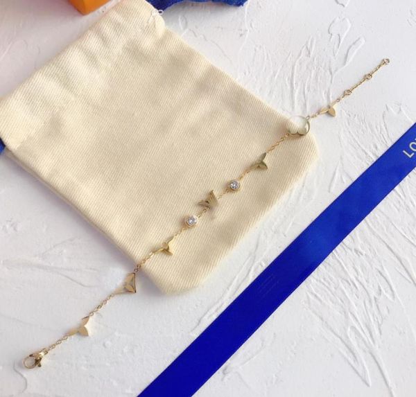 

fashion style bracelets chain women bangle wristband cuff chain designer letter jewelry crystal 18k gold plated stainless steel we4969376, Black