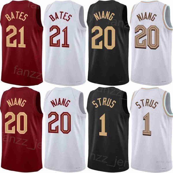 

printed basketball man kids max strus jerseys 1 georges niang 20 damian jones emoni bates 21 jarrett allen 31 isaac okoro 35 caris levert 3, Black;red