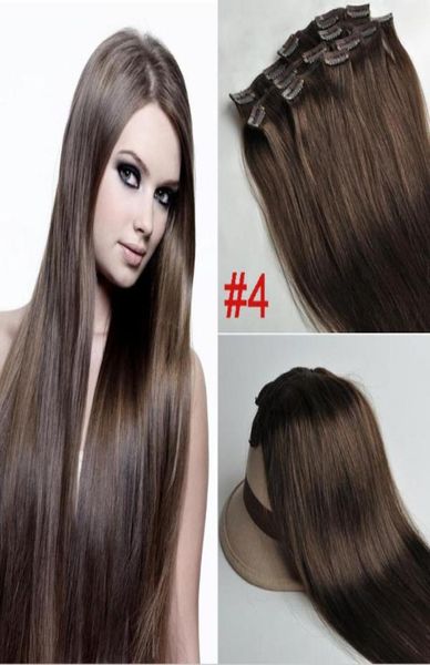 

elibess 14quot 16quot 18quot20quot22quot premium quality 7pcs 70g set clip human hair extensions in 4 medium brown full3244063, Black