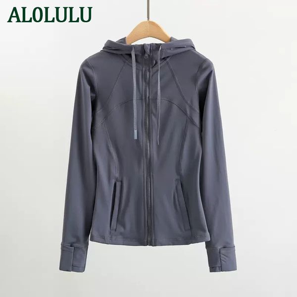 

al0lulu yoga clothing jacket women's hooded sports fitness running tight zipper cardigan long sleeves