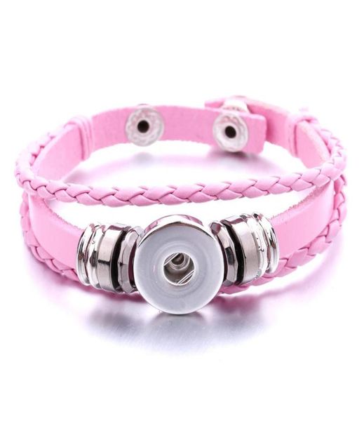 

fashion covered button layers woven diy noosa charm bracelet bangle fit 12mm snap button jewelry 14 colors2524842, Golden;silver