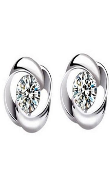 

high grade white gold plating austrian crystal stud earrings 925 sterling silver earrings for wedding party 5344901, Golden;silver