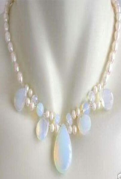 

pearsl jewelry rare opal drops pendant natural white pearl necklace 18quot3081605, Silver