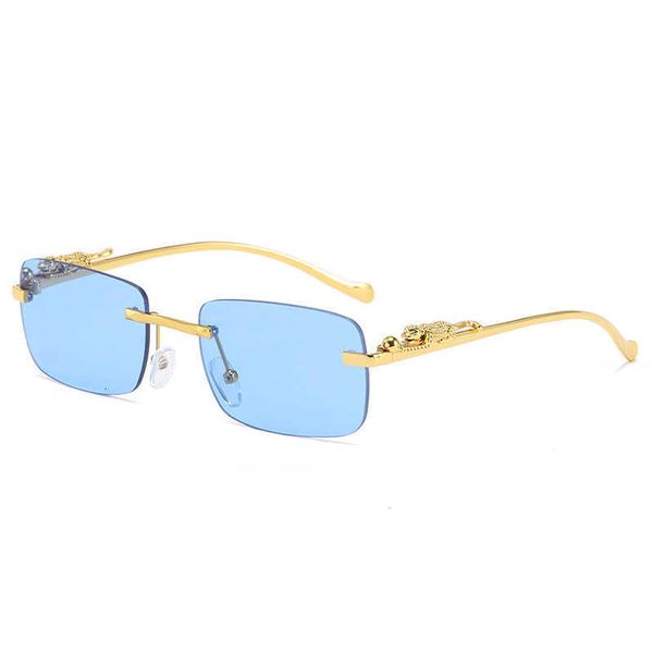 

fashion carti sunglasses 2021 new cheetah rimless sunglasses ocean lens leopard head box men and women with logo, White;black