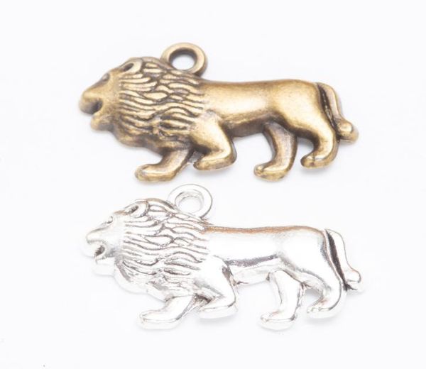 

50pcs 18x29mm antique silver color animal lion charms metal brass pendants for bracelet necklace earring diy jewelry making1479782, Bronze;silver