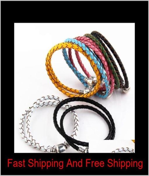 

fine jewelry woven 100% genuine leather bracelet mix size 925 silver clasp bead fits charms bracelet diy marking cvkub9805195, Golden;silver