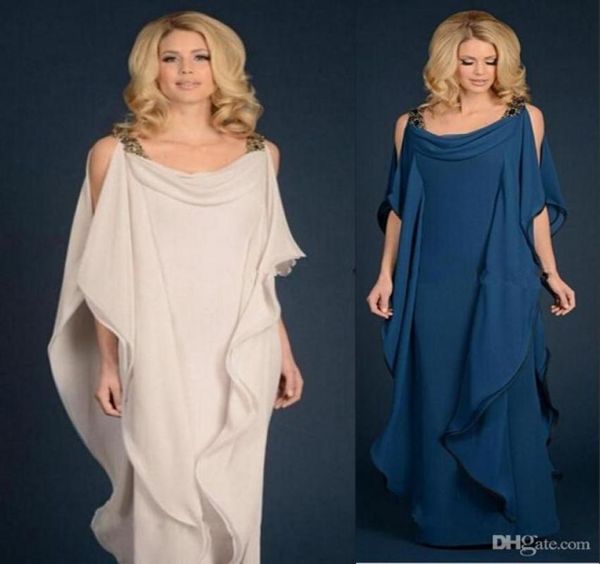 

new champagne navy blue mother of the bride dresses chiffon wedding plus size ruffles flowing sheath floor length9345672, Black;red