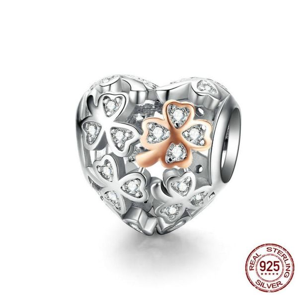 

fashion personality cubic zircon clover heart design pendant charm 925 sterling silver diy charms for bracelet necklace girls birt6698715, Bronze;silver