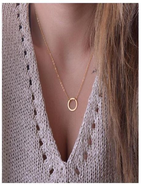 

new fashion simple gold and silver plated double chain simple circle necklace for women gift whole 59256184802