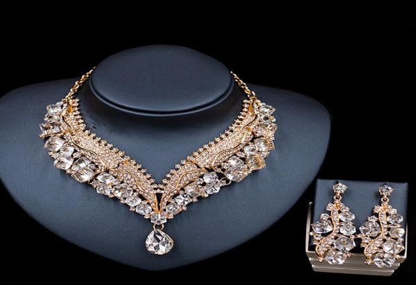 

excellent pink blue yellow crystals jewelry 2 pieces sets necklace earrings bridal jewelry bridal accessories wedding jewelry t2267257859, White