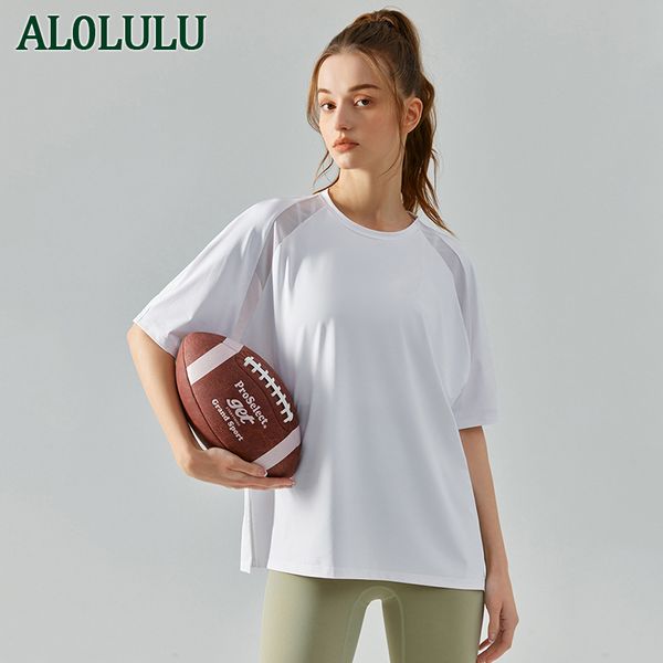 

al0lulu loose yoga clothes short sleeve women's t-shirt casual long fitness