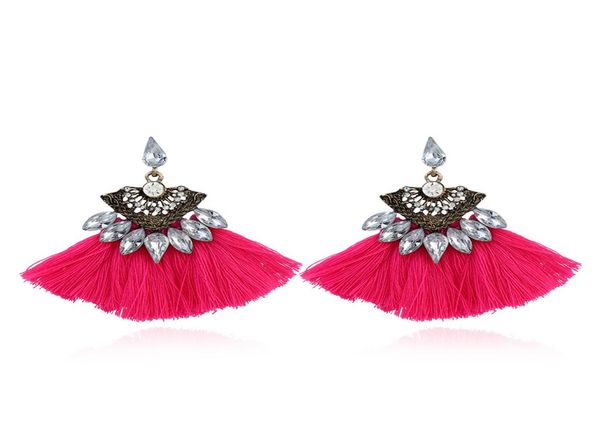 

6 colors new crystal tassel earrings fashion women statement tassel dangle drops fringing earrings for women jewelry3851569, Silver