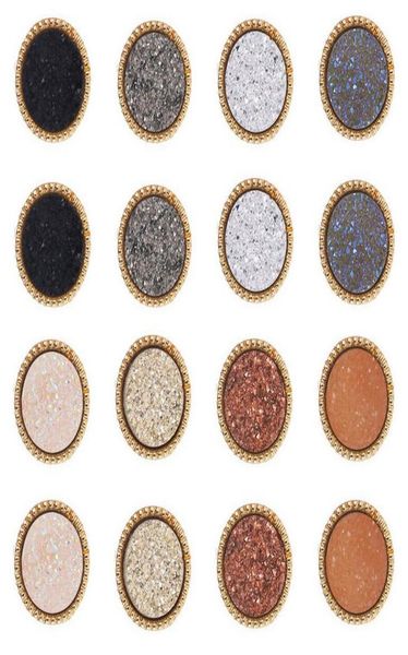 

simple druzy stone stud earrings for ladies round resin gold earrings women fashion jewelry in bulk dhl 3643607, Golden;silver