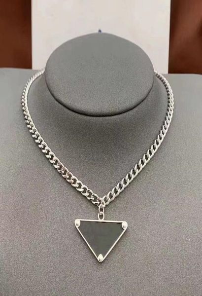 

2021 women men necklace chain fashion jewelry black and white triangle pendant design party silver hip hop punk men necklace party7431483