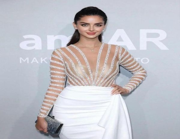 

dubai white mermaid arabic evening dress long sleeve 2023 luxury beading party gowns long prom formal dresses abendkleider robe de6653144, Black;red