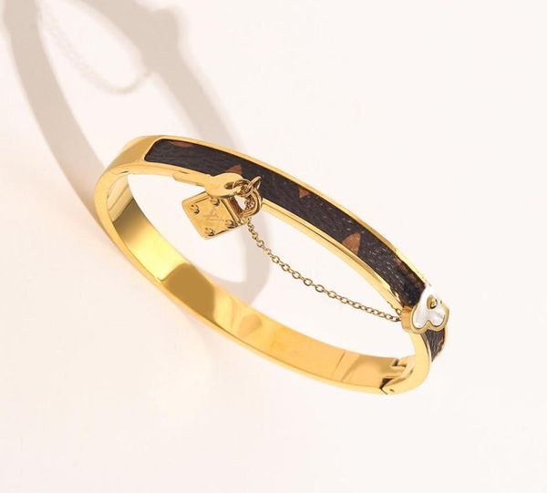 

new style bracelets women bangle luxury designer bracelet faux leather 18k gold plated stainless steel bracelet womens wedding jew2169445, Black