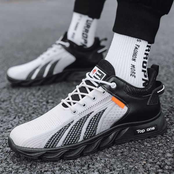 

flying woven mens shoes designer knit shoe men's sports shoes breathable sneakers hiking shoe casual black men trainers with box item z