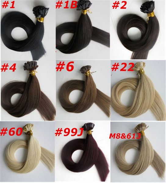 

100g 100strands prebonded flat tip hair extension 18 20 22 24inch braziian indian human hair extensions4491142, Black