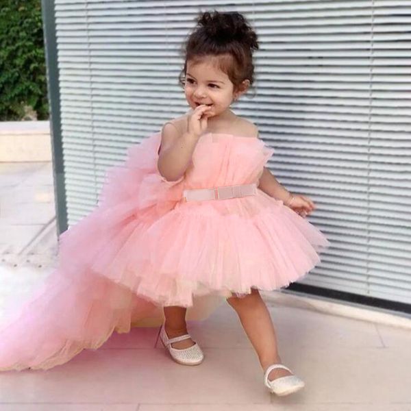 

girl's dresses summer pink trailing lace baby girl dress toddler 1st birthday party princess dresses for girl formal puffy wedding gown, Red;yellow