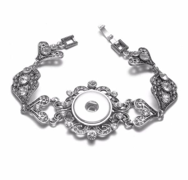 

2020 new love hearts rhinestone charms bracelet snap bracelet 1820mm fit 18mm snap button for diy snaps jewelry sz04727763571, Golden;silver