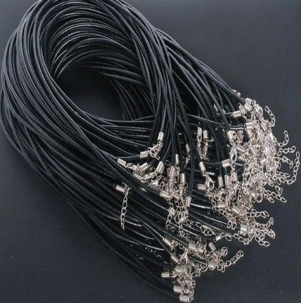 

selling black leather necklace cord w clasps 185quot 120pcs 3mm4056805, Silver