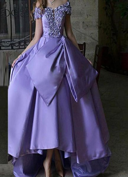 

2019 lavender off the shoulders high low evening dresses sweep train elegant lady prom dresses formal special occasion gowns 649099, Black;red