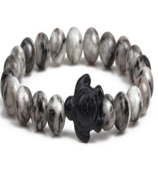 

fashion strands natural stone volcanic stone black turquoise turtle agate adjusted bracelet elastic js345j1364342