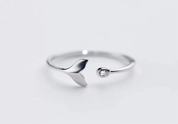 

new arrival opening ring personality beautiful silver jewelry fishtail fish wave crystal6344908