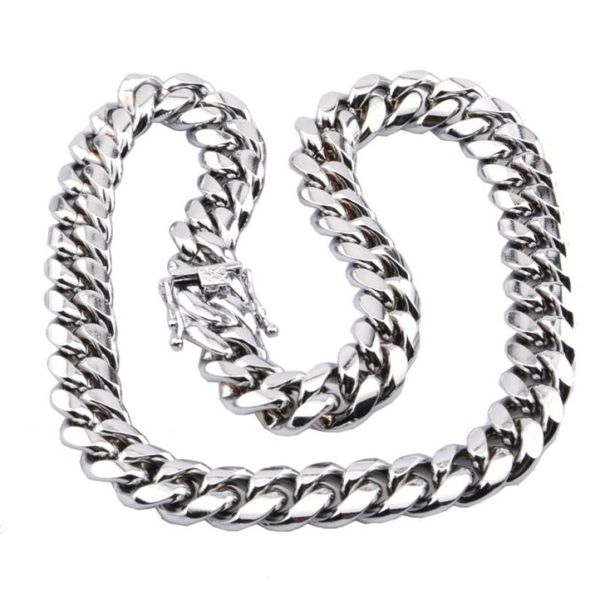 

miami cuban link chain necklace men hip hop gold silver necklaces stainless steel jewelry9594797