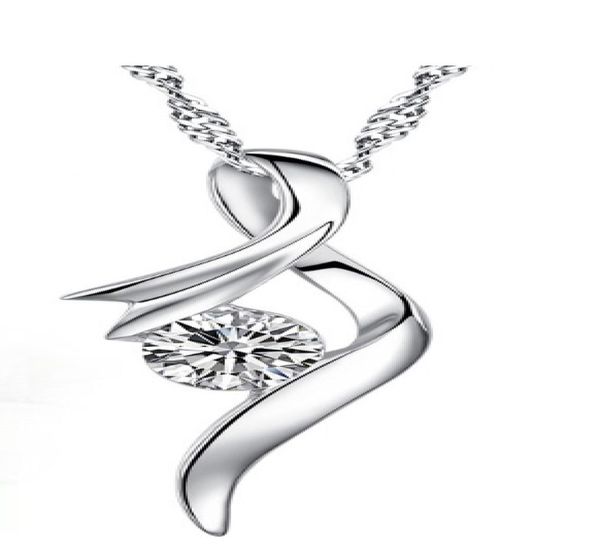 

love story 925 sterling silver pendant necklace rhodium plated center large diamond stone4240577