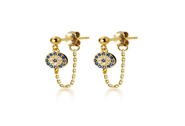 

stud lucky blue zircon earrings for women rose gold chain 925 sterling silver earring fashion jewelry gift whole8611436, Golden;silver
