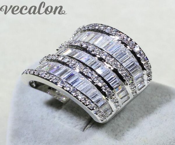 

vecalon luxury women valuable jewelry ring simulated diamond cz 925 sterling silver engagement wedding band ring for women gift6021894, Slivery;golden