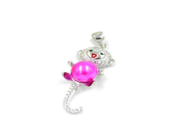 

monkey pearl pendant necklace setting mounting base for women 100 solid 925 sterling silver semi mount women039s jewelry diy f3396952, Slivery;crystal