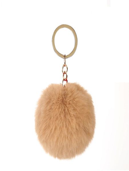 

8cm pompom brand bag keychain rings car keyring gold color chains pompons fake faux rabbit fur charms chain diy pom poms balls wom3821205, Slivery;golden
