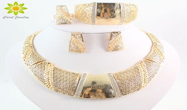 

vintage women gold plated african costume crystal necklace earrings with bracelet set african beads jewelry sets8776331, Slivery;golden