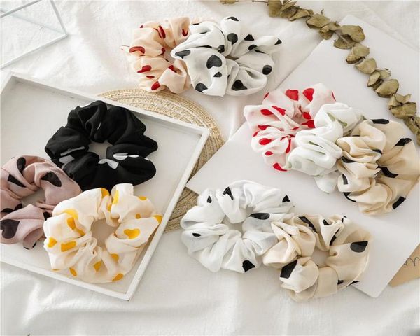 

50pcs women elastic hair bands lady girl hair scrunchy soft hairband peach heart large intestine ring sports dance scrunchie1761470, Slivery;white