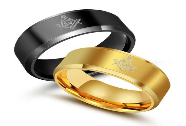 

brand 100 titanium carbide ring masonry masonic black men ring mason7660490, Golden;silver