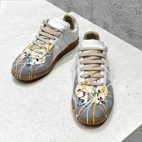 

dress shoes graffiti printing trainer men's derby casual sneakers leather loafers for men &women couple, Black