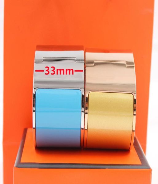 

brand classic cuff gold bangles enamel bracelets 33mm hight quality jewelry with orange dust bag packing6569976, White
