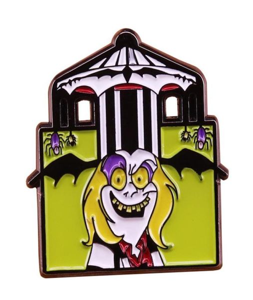 

retro 80s horror beetlejuice house hard enamel pins cute puppy metal cartoon brooch women fashion jewelry hat lapel badges9159318, Blue