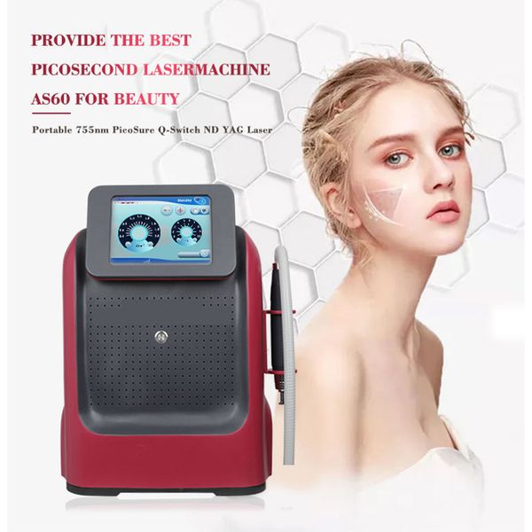 

portable nd yag acne removal beauty equipment 1064nm 532nm 1320nm tattoo removal machine picosecond laser 755 for home ues, Black
