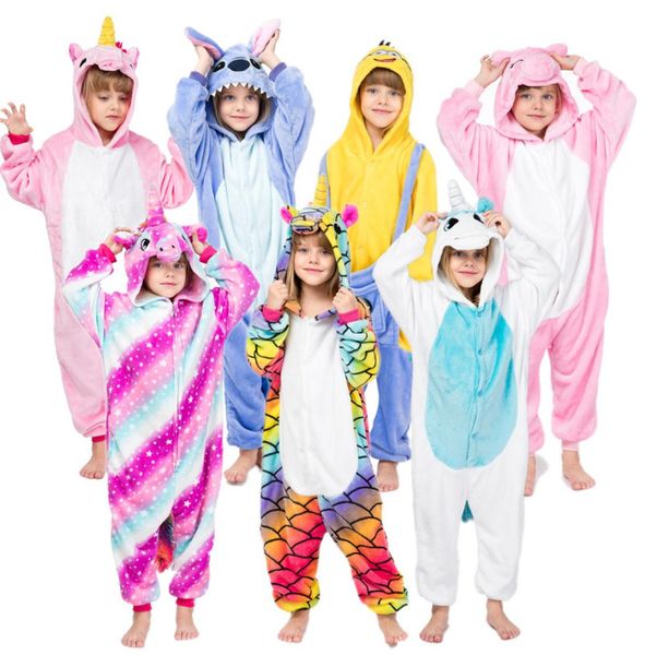 

kigurumi children039s sleepwear for boys girls unicorn pajamas flannel kids stich unicornio pijamas set animal winter onesies y9047705, Blue;red