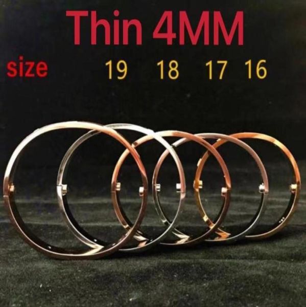 

thin 4mm bracelet charm bangles women men 4cz titanium steel screw screwdriver love bracelets gold nail bracelet couples gift nrj7038892, Black