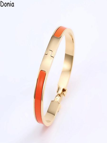

donia jewelry luxury bangle european and american fashion enamel 8mm wide titanium steel letter bracelet8584109, Black